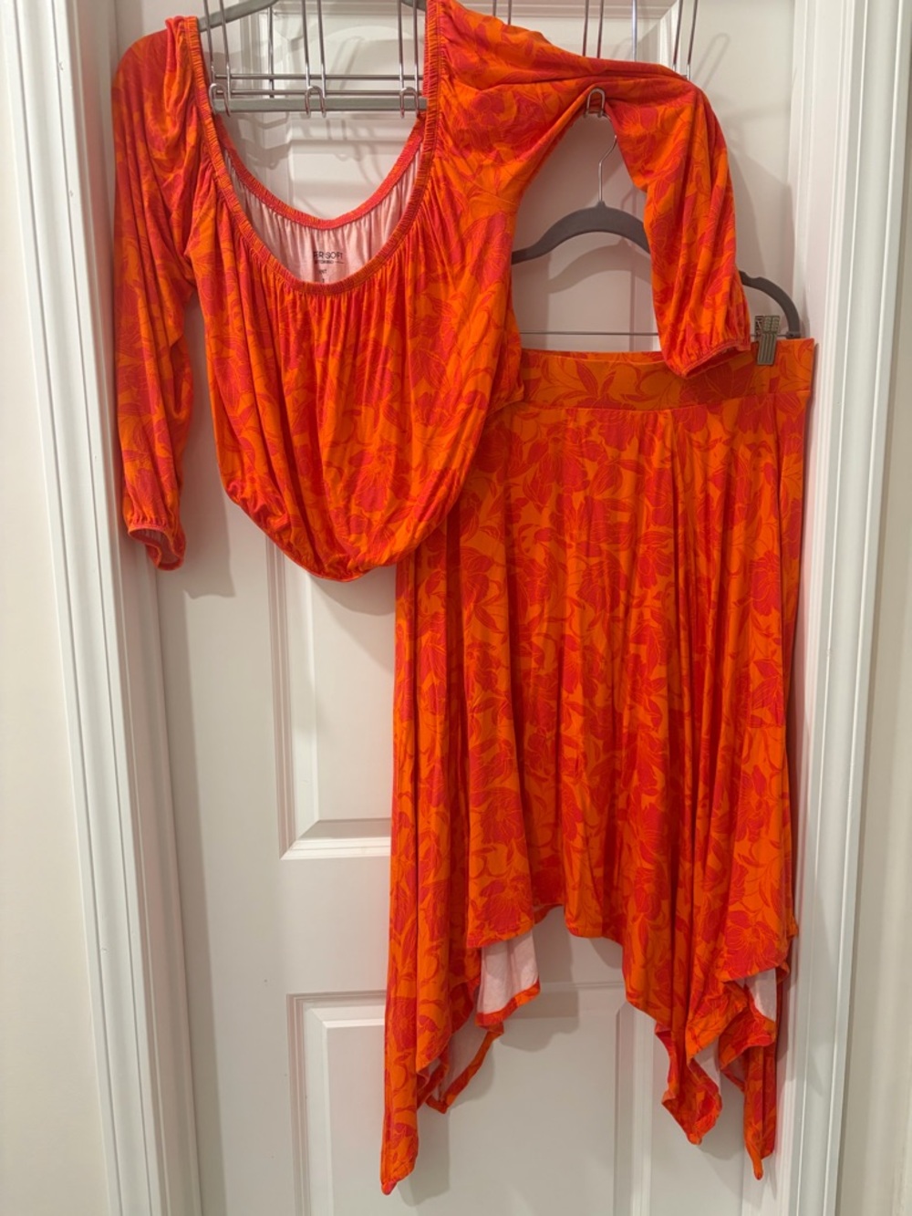 Torrid Super Soft Off-Shoulder Long Sleeve Crop Top & Handkerchief Skirt Set